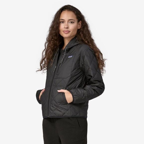 Patagonia Diamond Quilted Hooded Black Jacket Womens Size XS Host Pick - Picture 1 of 7